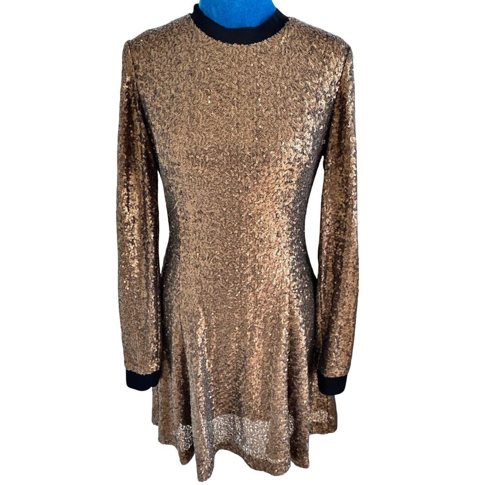 Vintage Y2K Rachel Roy Sequined Dress Burnished Gold 6